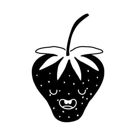 contour cute strawberry  funny fruit vector illustrationのイラスト素材