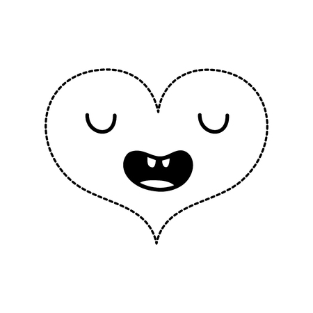 dotted shape funny heart  with facial expression vector illustrationのイラスト素材