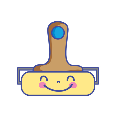 kawaii cute happy paint roller vector illustrationのイラスト素材
