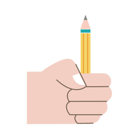 colorful hand with pencil school utensil to studyのイラスト素材