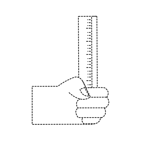 Dotted shape hand with ruler school utensil design vector illustrationのイラスト素材