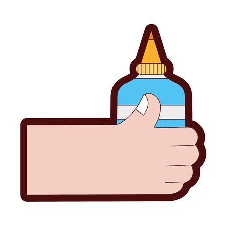 line color hand with glue school tool to study vector illustrationのイラスト素材