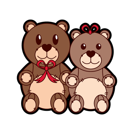 Teddy bear couple designのイラスト素材