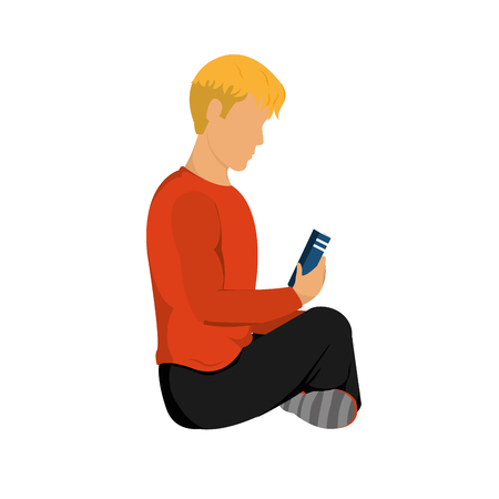 Man reading of education literature and read theme Isolated design Vector illustrationのイラスト素材