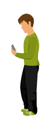 Boy with smartphone of device gadget and technology theme Isolated design Vector illustrationのイラスト素材
