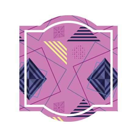 Memphis style frame of abstract pattern template and 80s theme Isolated design Vector illustrationのイラスト素材