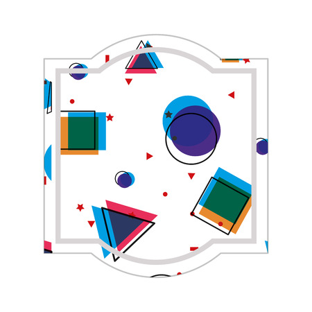 Memphis style frame of abstract pattern template and 80s theme Isolated design Vector illustrationのイラスト素材
