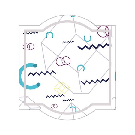 Memphis style frame of abstract pattern template and 80s theme Isolated design Vector illustrationのイラスト素材