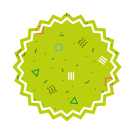 Memphis style seal stamp of abstract pattern template and 80s theme Isolated design Vector illustrationのイラスト素材