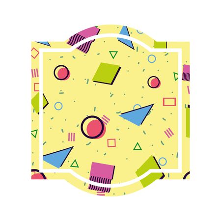 Memphis style frame of abstract pattern template and 80s theme Isolated design Vector illustrationのイラスト素材