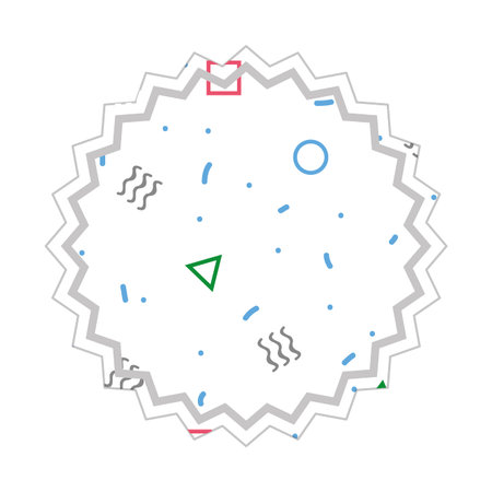 Memphis style seal stamp of abstract pattern template and 80s theme Isolated design Vector illustrationのイラスト素材