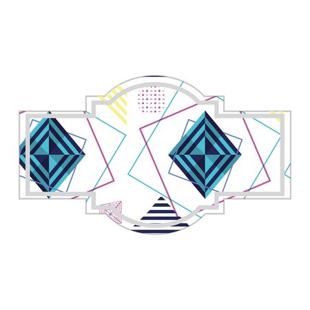 Memphis style frame of abstract pattern template and 80s theme Isolated design Vector illustrationのイラスト素材
