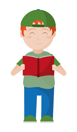 Boy and book of school education and lesson theme Isolated design Vector illustrationのイラスト素材