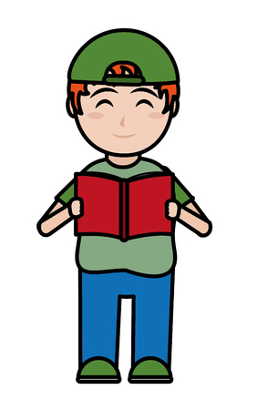 Boy and book of school education and lesson theme Isolated design Vector illustrationのイラスト素材