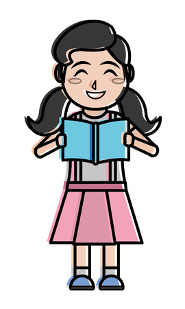 Girl and book, education and lesson theme Isolated design Vector illustrationのイラスト素材