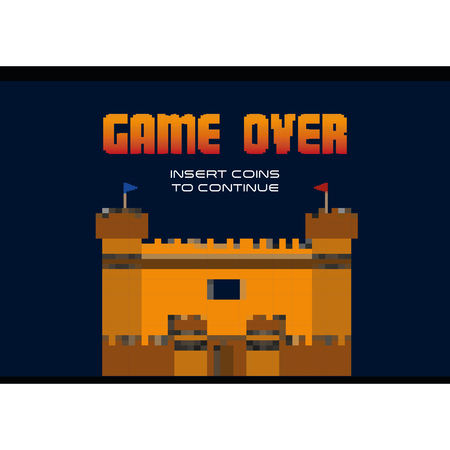 Castle and game over of videogame and play theme Vector illustrationのイラスト素材