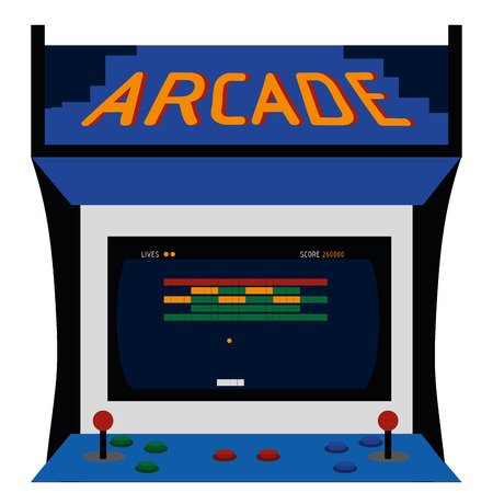 Arcade machine of videogame and play theme Vector illustrationのイラスト素材