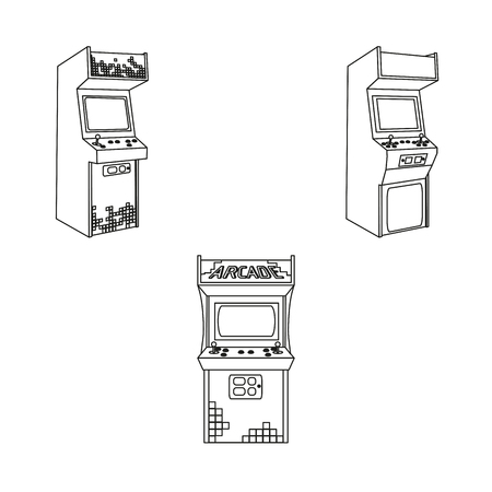 Arcade machine of videogame and play theme Vector illustrationのイラスト素材