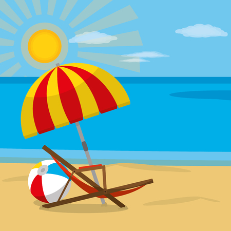 Beach, chair and ball icon.のイラスト素材