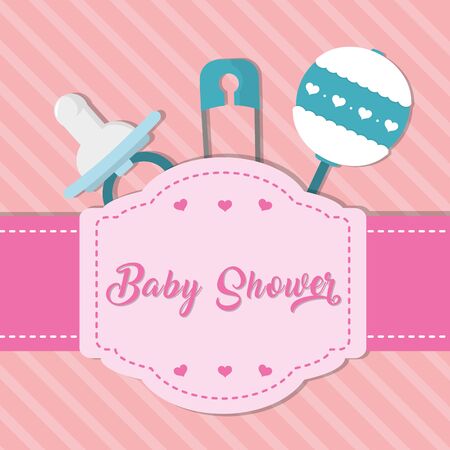 Icon set of baby shower invitation and card theme Vector illustration.のイラスト素材