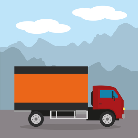 Logistics and transportation design with delivery truck illustration.のイラスト素材