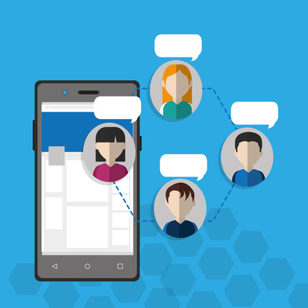 Smartphone of social media multimedia apps and communication theme Vector illustrationのイラスト素材