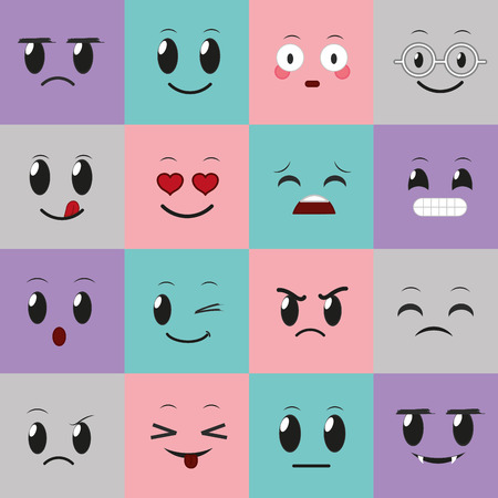 Emoticon frames of emoji social media and cartoon theme Vector illustrationのイラスト素材