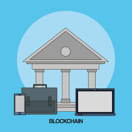 Bank of blockchain digital business and banking  theme Vector illustrationのイラスト素材