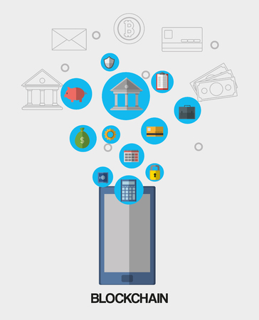 Smartphone of blockchain digital business and banking  theme Vector illustrationのイラスト素材