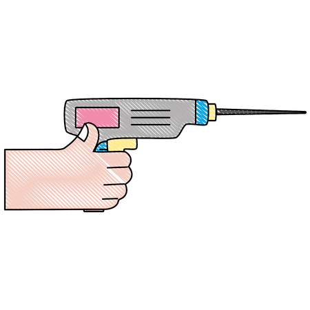 Grated hand with drill equipment repair service vector illustrationのイラスト素材