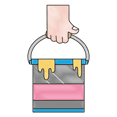 grated hand with paint can art tool vector illustrationのイラスト素材