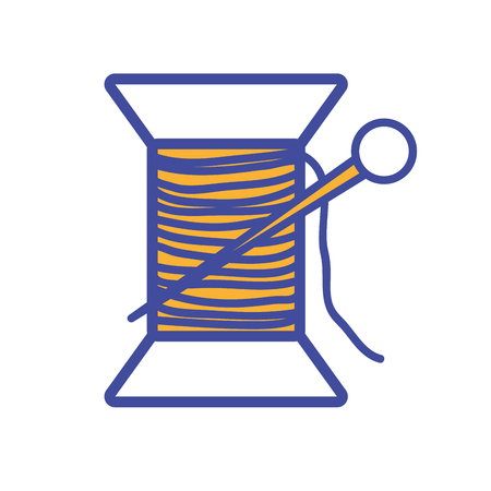 line color pin with thread sew fashion tool vector illustrationのイラスト素材