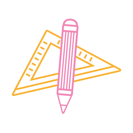silhouette square ruler with pencil school tools vector illustrationのイラスト素材