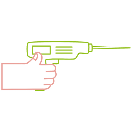 Silhouette hand with drill equipment repair service vector illustrationのイラスト素材