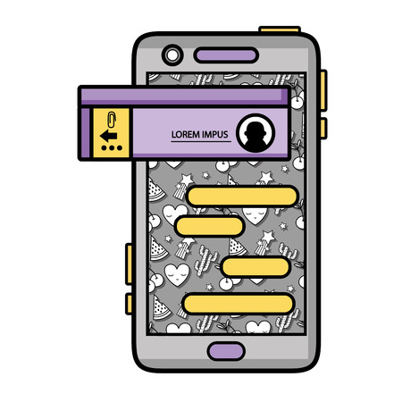 Smartphone with social chat bubble messages vector illustration.のイラスト素材