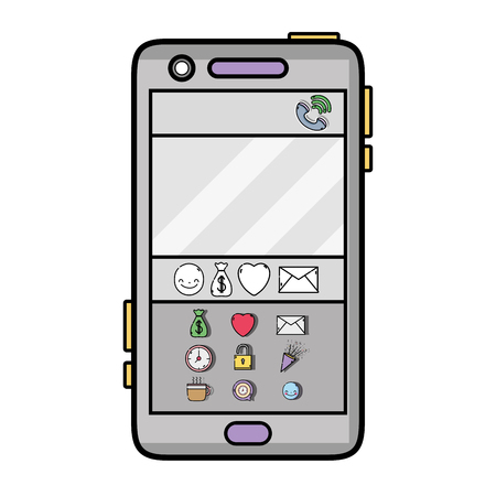 smartphone technology with chat emojis design vector illustrationのイラスト素材
