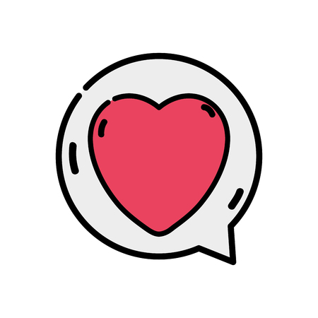 Heart sign of love inside chat bubble vector illustration.のイラスト素材