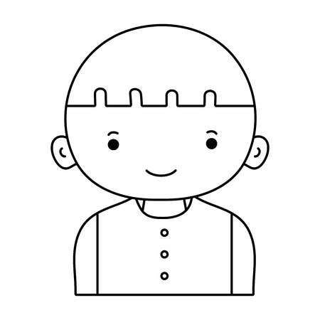 line happy boy with hair and t-shirt vector illustrationのイラスト素材