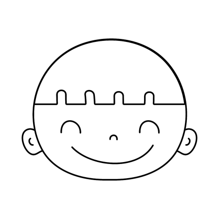 line happy avatar boy head with hair vector illustrationのイラスト素材