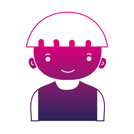 silhouette boy with hairstyle and t-shirt design vector illustrationのイラスト素材