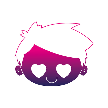 Silhouette head boy in love with hairstyle.のイラスト素材