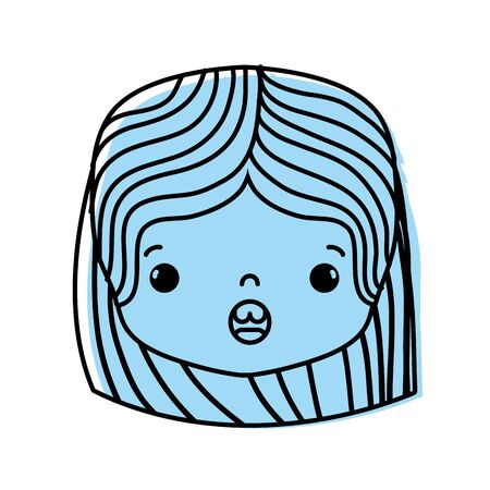 color girl head with hairstyle and surprised face vector illustrationのイラスト素材