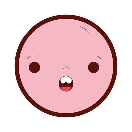 line color kawaii head with cute surprised face vector illustrationのイラスト素材