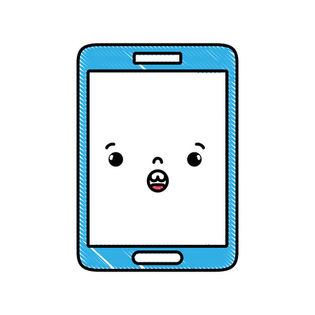 Grated smartphone cute surprised face vector illustrationのイラスト素材