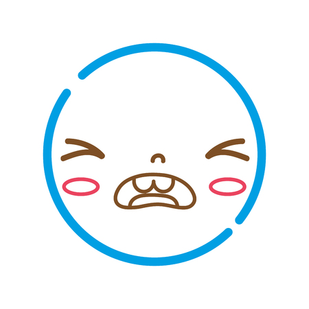 color line kawaii head with cute pity face vector illustrationのイラスト素材