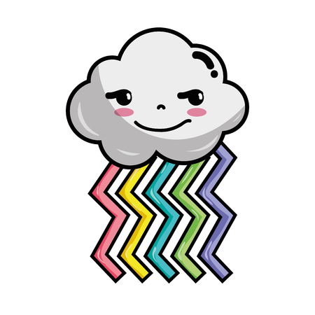 rogue cloud   with rainbow design Vector illustration.のイラスト素材