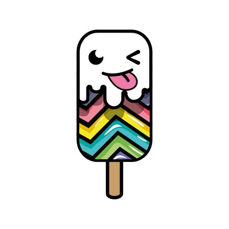funny and sweet ice lolly and rainbowのイラスト素材