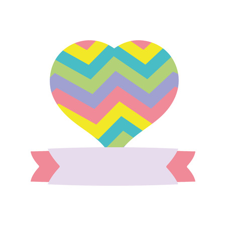 Colorful heart symbol of love with ribbon design vector illustrationのイラスト素材