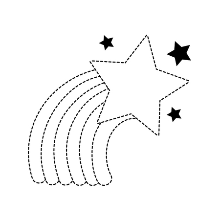 Dotted line illustration of  bright rainbow in the sky with stars designのイラスト素材
