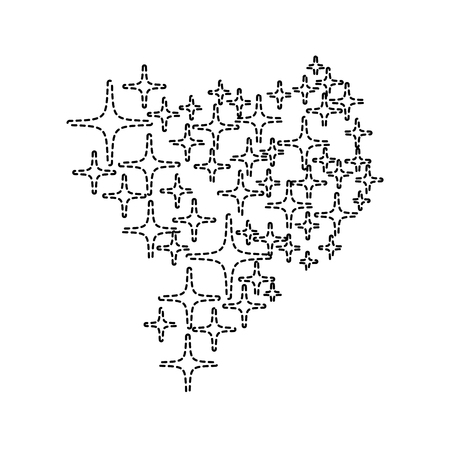 A dotted shape bright stars shiny in the night sky design vector illustrationのイラスト素材